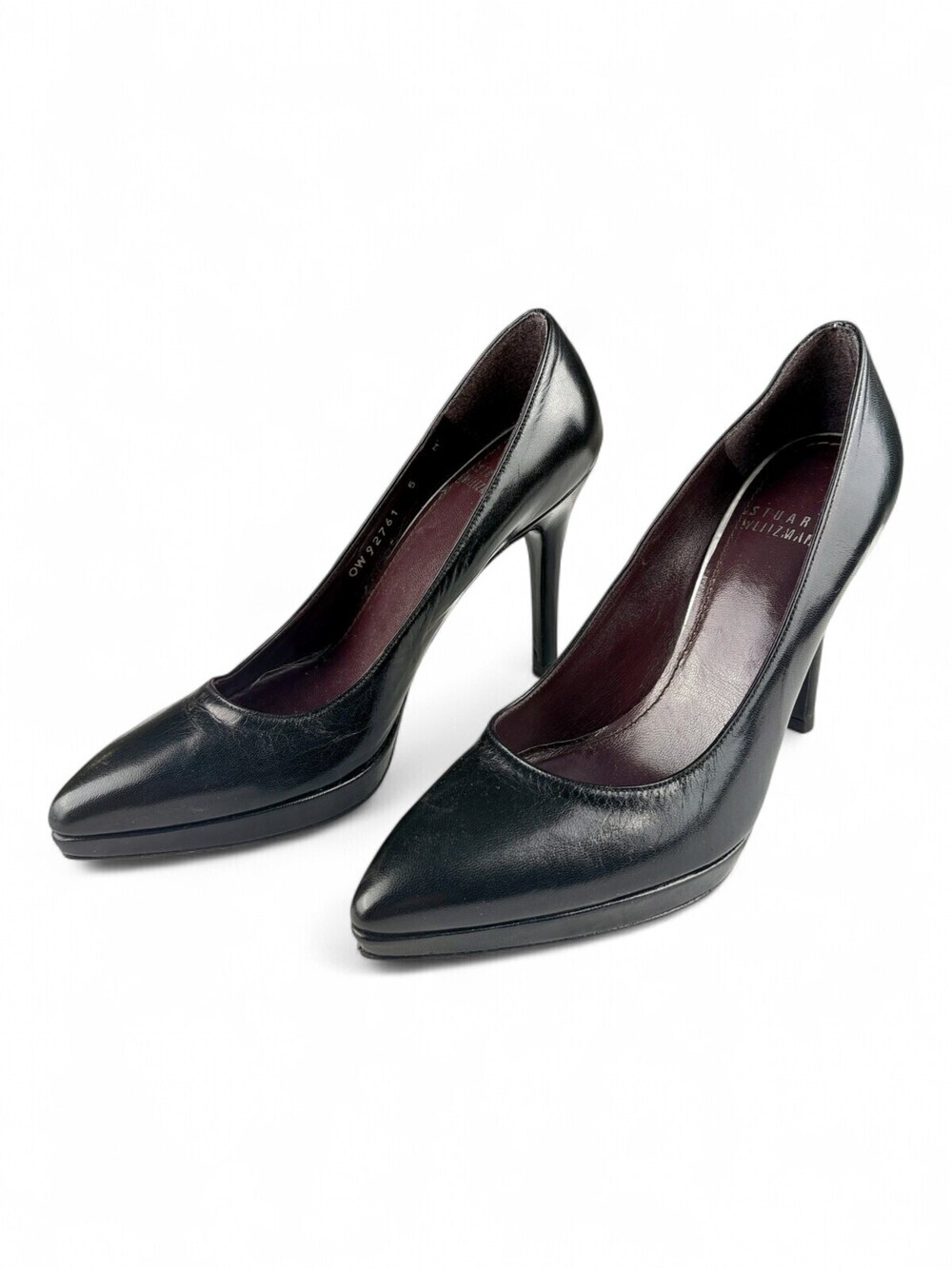 Stuart Weitzman Black Leather Pointed-Toe Pumps Size 5